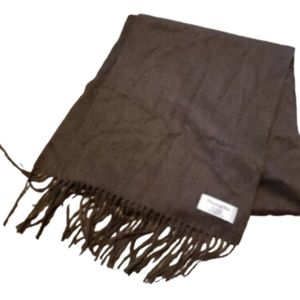 100% Cashmere Scarf brown by Preston & York 60 x 11 in. Plus 4 in. Fringe